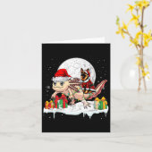 Kerstman Duitse herder rijden Axolotl Kerstmis Eig Kaart (Gele Bloem)