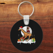 Kerstman Duitse herder rijden Giraffe kerst eigen Sleutelhanger (Voorkant)