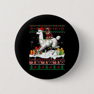 Kerstman Duitse herder Rijdende lama Kerstzweet Ronde Button 5,7 Cm