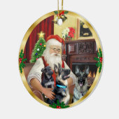 Kerstman / Duitse Herdershond en Puppy Keramisch Ornament (Links)