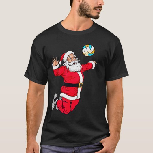 Kerstman Dunking A Volleybal Funny X T-shirt (Voorkant)
