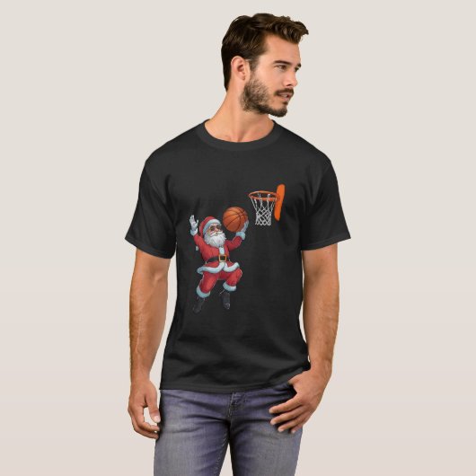 Kerstman Dunking Een Basketbal Kinder Bo T-shirt (Voorkant volledig)