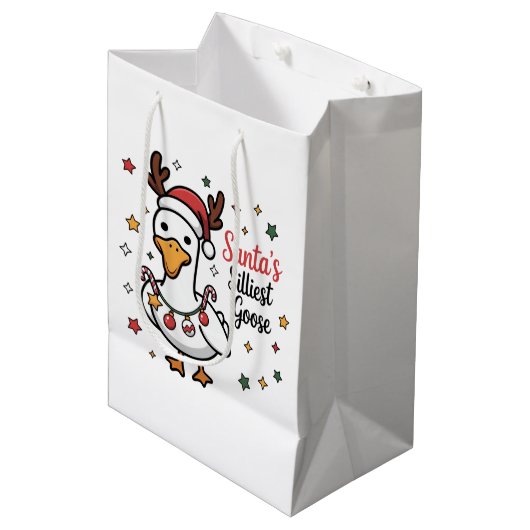 Kerstman Dwaas Gans Kerst Eend Grappig Schattig Medium Cadeauzakje (Voorkant Gekanteld)