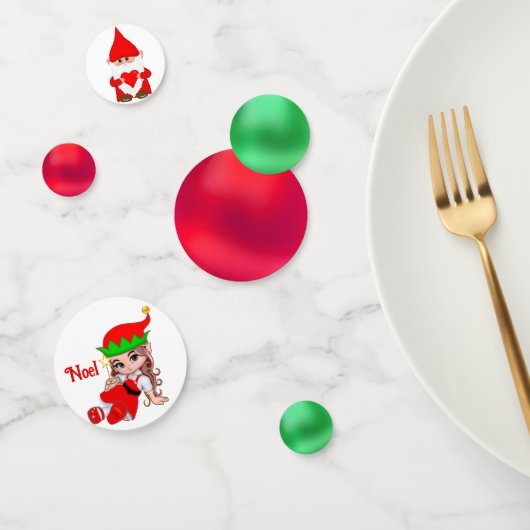 Kerstman Dwerg, Fee & Groen Rood Confetti (Groep)