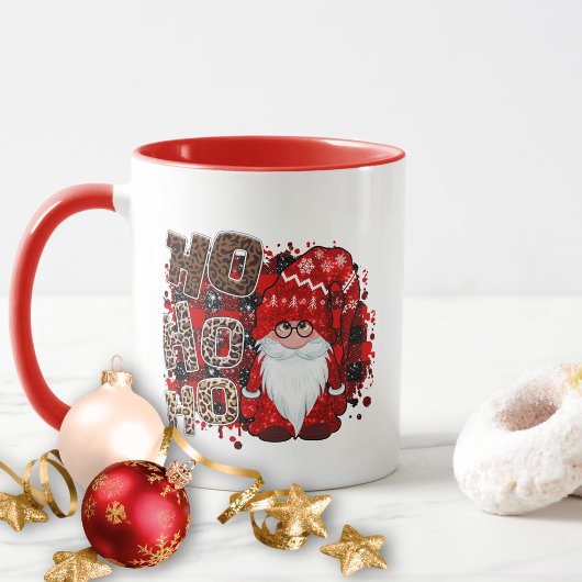 Kerstman Dwerg Luipaardprint Ho Ho Ho Kerstmis Mok
