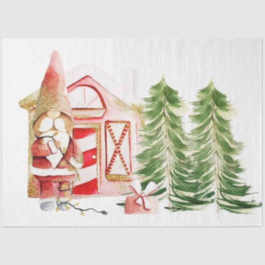 Kerstman Dwerg Ontwerp 2 Tissuepapier (Voorkant)