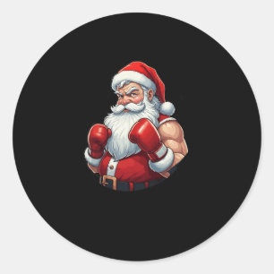 Kerstman Een Bokser Grappig Kerstboksen Ho-ly Knoc Ronde Sticker