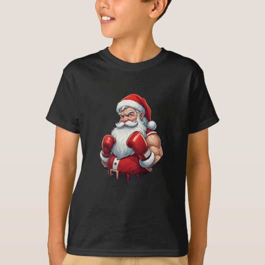 Kerstman Een Bokser Grappig Kerstboksen Ho-ly Knoc T-shirt (Voorkant)