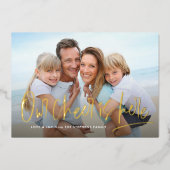 Kerstman, één foto leuk folie feestdagenkaart (Voorkant)