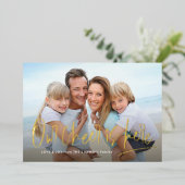 Kerstman, één foto leuk folie feestdagenkaart (Staand Voorkant)