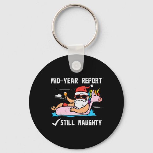 Kerstman Eenhoorn Floatie Nog Steeds Stout Grappig Sleutelhanger (Voorkant)