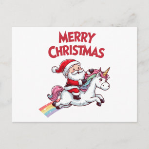 Kerstman Eenhoorn Prettig Kerstfeest Briefkaart