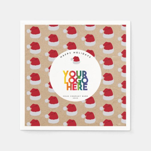 Kerstman, eenvoudige zakenman, Santa Hat Kraft Servet (Voorkant)
