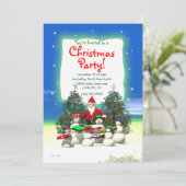 Kerstman eerste stop kinderkerstfeest kaart (Staand voorkant)