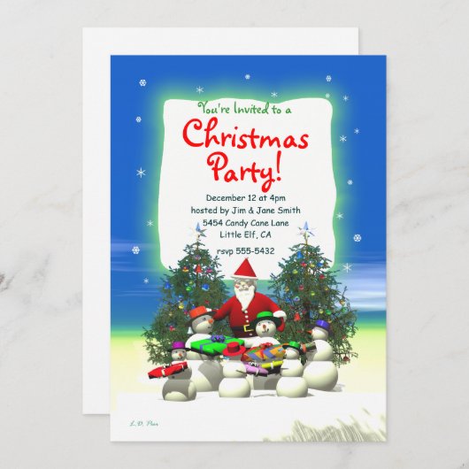 Kerstman eerste stop kinderkerstfeest kaart (Voorkant / Achterkant)