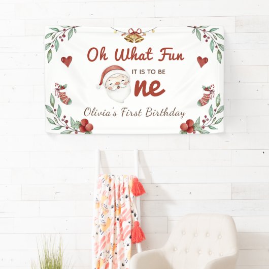 Kerstman eerste verjaardag banner (Insitu)