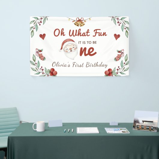 Kerstman eerste verjaardag banner (Beurs)