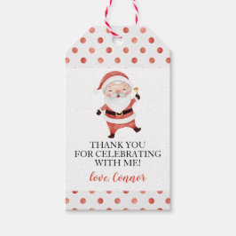 Kerstman eerste verjaardag cadeau tags cadeaulabel