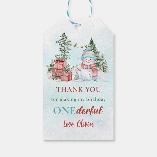 Kerstman Eerste Verjaardag Cadeaulabel (Achterkant)