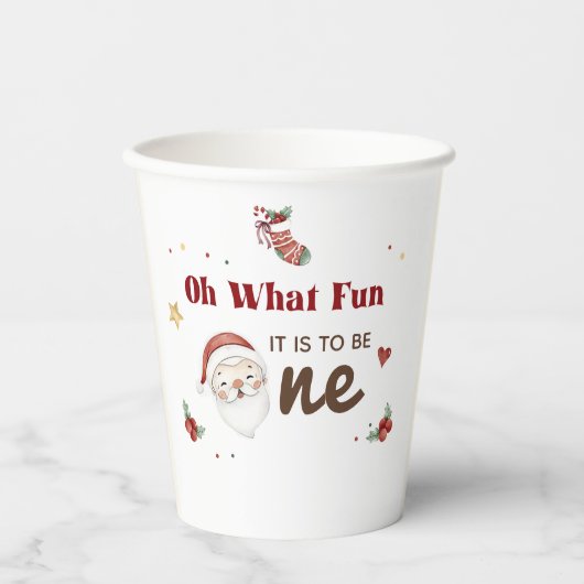 Kerstman Eerste Verjaardag Papieren beker (Voorkant)