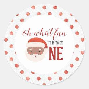 Kerstman Eerste verjaardag Papieren bord Ronde Sticker