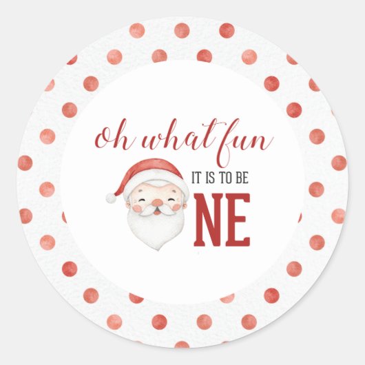 Kerstman Eerste Verjaardag Ronde Sticker (Voorkant)