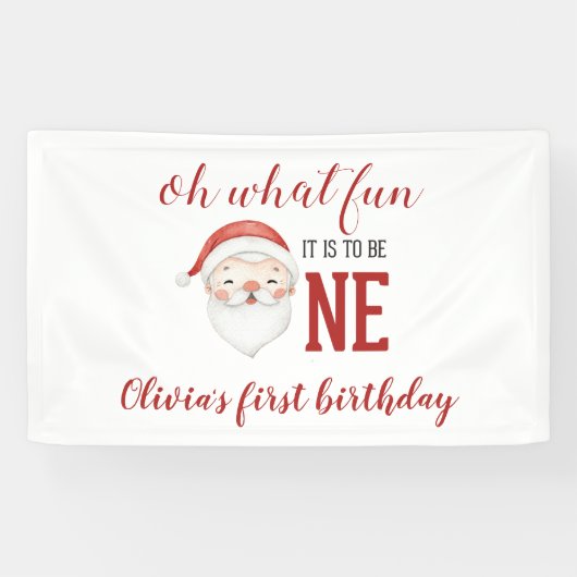 Kerstman Eerste Verjaardag Spandoek (Horizontaal)