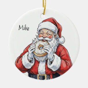 Kerstman eet bagel Ornament