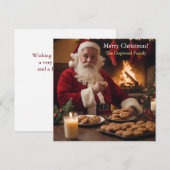 Kerstman eet koekjes feestdagenkaart (Voorkant / Achterkant)