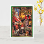 Kerstman eet koekjes kaart (Gele Bloem)