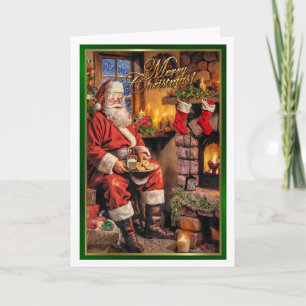 Kerstman eet koekjes kaart