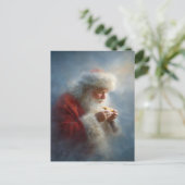 Kerstman eet koekjes kerstkaart briefkaart (Staand voorkant)