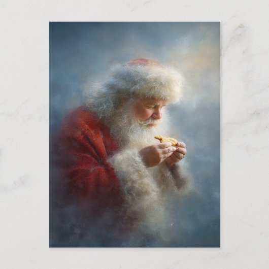 Kerstman eet koekjes kerstkaart briefkaart (Voorkant)