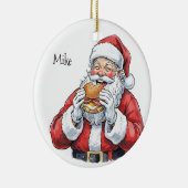 Kerstman eet Pork Roll Keramische Versiering Keramisch Ornament (Rechts)