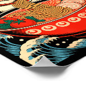 Kerstman eet Ramen Noedels Japanse Kerstmis Poster (Hoek)