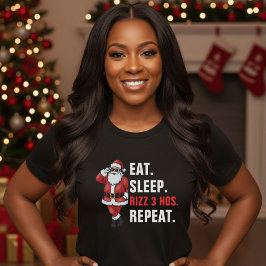 Kerstman Eet Slaap Rizzmas Herhaal Kerstmis T-shirt