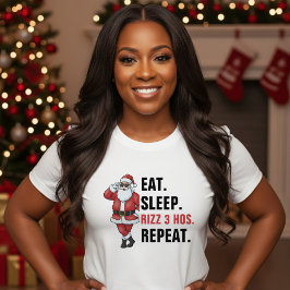 Kerstman Eet Slaap Rizzmas Herhaal Kerstmis T-shirt
