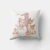Kerstman Eland eerste kerst meisje Kussen (Achterkant)