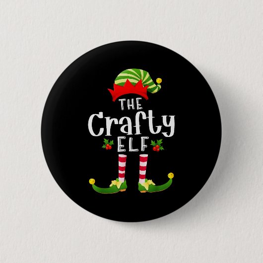 Kerstman Elf Bijpassende Pyjama Kerstfeest Ronde Button 5,7 Cm (Voorkant)