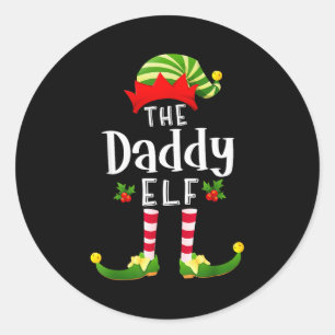 Kerstman Elf bijpassende pyjama Kerstfeest  Ronde Sticker