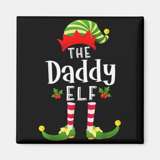 Kerstman Elf bijpassende pyjama X-mas feest Magneet (Voorkant)