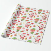 Kerstman, Elf en Decoraties  Cadeaupapier (Uitgerold)