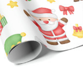 Kerstman, Elf en Decoraties  Cadeaupapier (Rol Hoek)