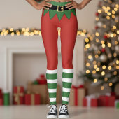 Kerstman Elf Kerst Groen Gestreept Rood Leggings