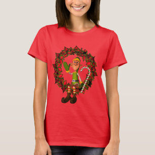 Kerstman Elf op feestdag met grote spoed T-shirt