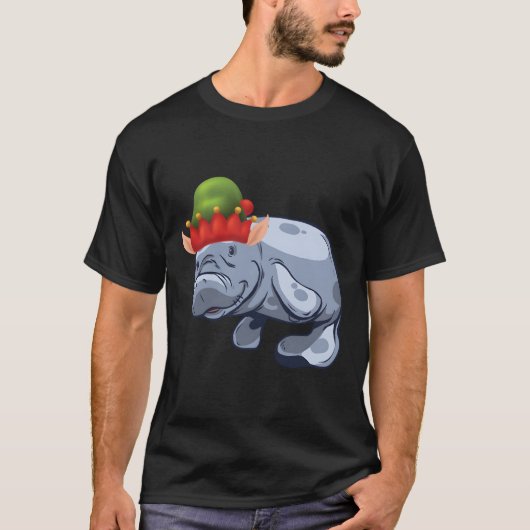 Kerstman Elf Pet Zee Koe Manatee Gift T-shirt (Voorkant)