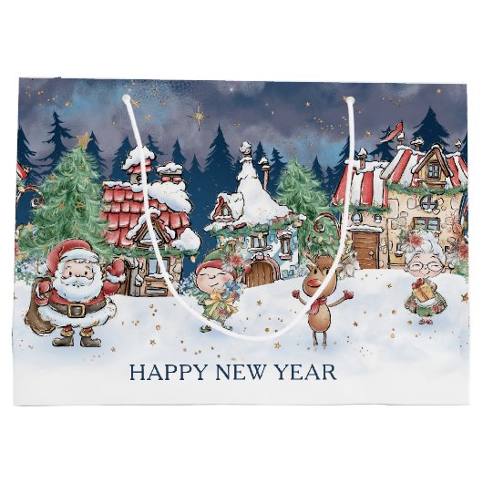 Kerstman Elf Rudolph Gift Bag Groot Cadeauzakje (Achterkant)