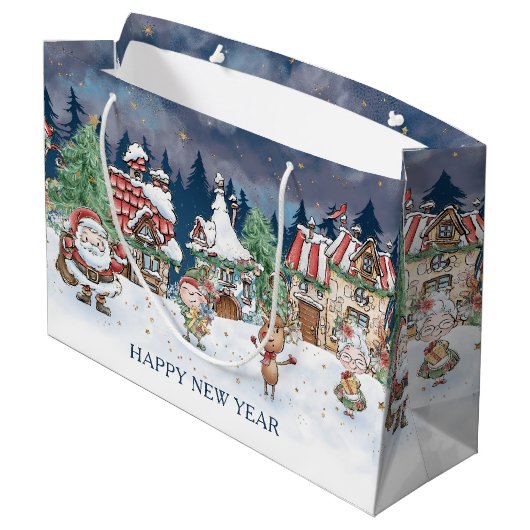 Kerstman Elf Rudolph Gift Bag Groot Cadeauzakje (Achterkant Gekanteld)