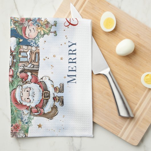 Kerstman Elf Rudolph Theedoek (Quarter Fold)