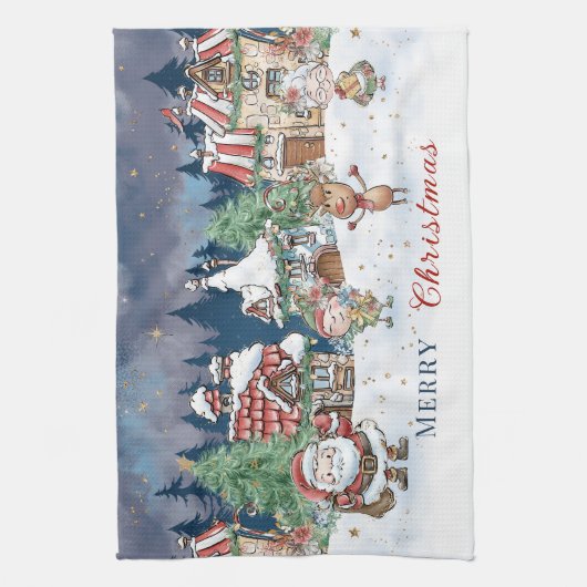 Kerstman Elf Rudolph Theedoek (Verticaal)